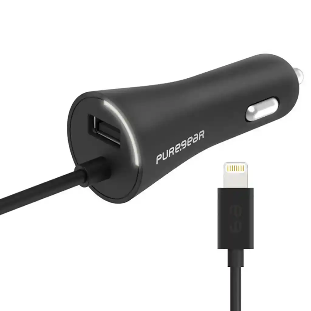 Cargador Auto 30w Usb-a Y Cable Lightning Puregear