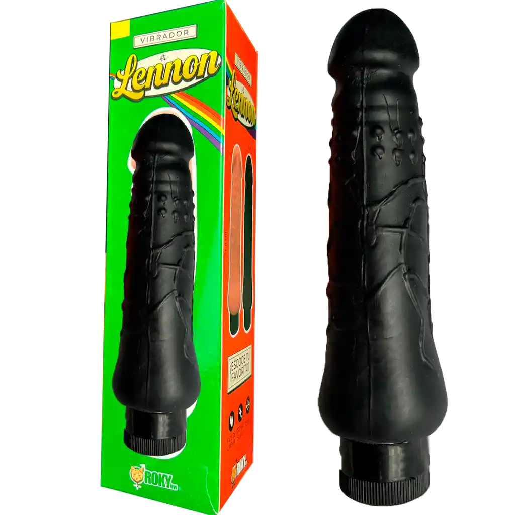 Vibrador 21cm Lennon Dildo Silicona Color Negro Black Vibrator