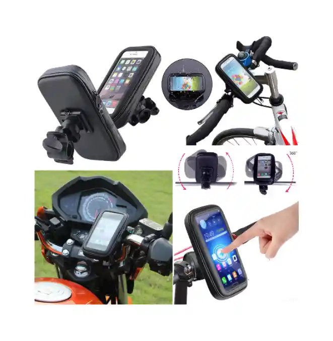 Estuche Soporte Holder Celular Impermeable Moto Cicla Tactil Gps Para Mensajeros