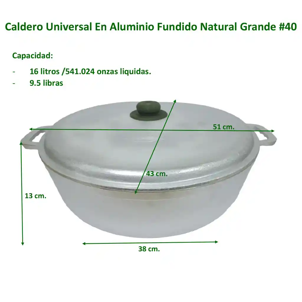 Caldero Universal Grande En Aluminio Para Arroz Institucional