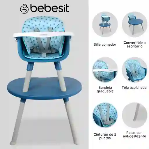 Bebesit Silla Comedor Baby Desk 3 En 1 Blue