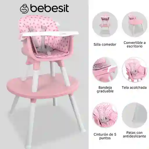 Bebesit Silla Comedor Baby Desk 3 En 1 Pink