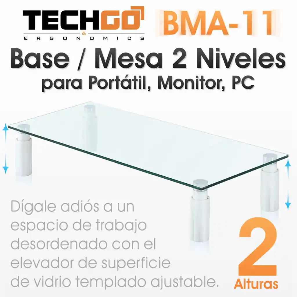 Base De 2 Niveles Para Portátil, Monitor, Pc / Techgo Bma-11