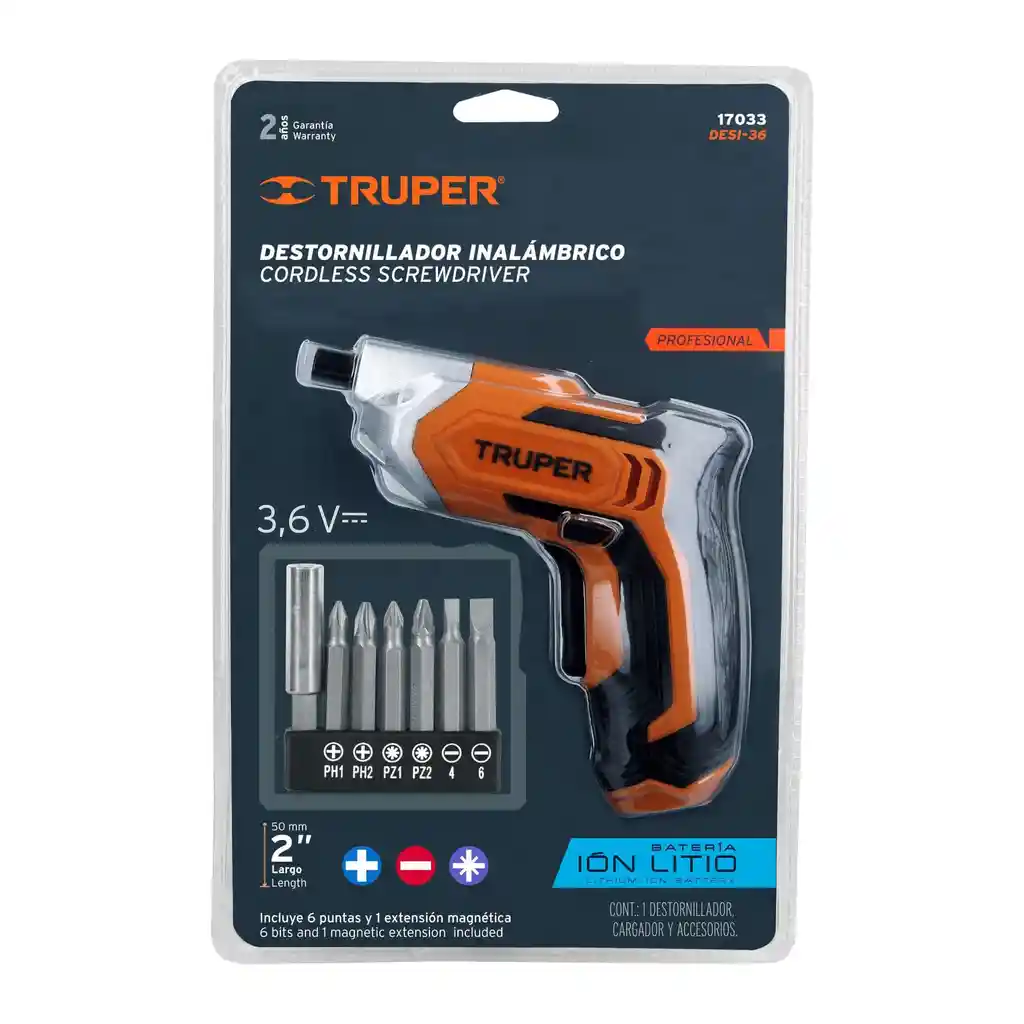 Destornillador Inalámbrico Truper 3.6v