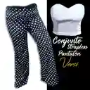 Conjunto Blusa Strapless Pantalon Talla L-xl Moda Prenda Femenina Tops