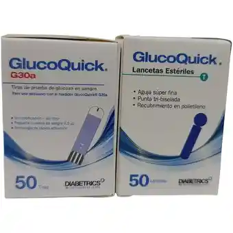 Combo Glucómetro Glucoquick G30a 50 Tirillas + 50 Lancetas