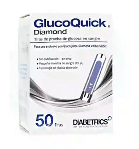 Combo 100 Tirillas + 100 Lancetas Glucoquick Gd50 Diamond