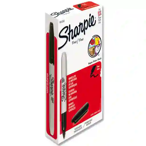 Sharpie Marcador Permanente Negro X 12 Unid