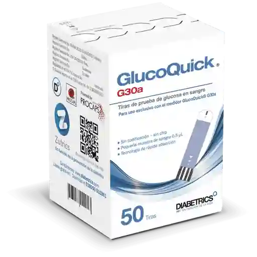 50 Tirillas Glucoquick G30a Prueba De Glucosa En Sangre