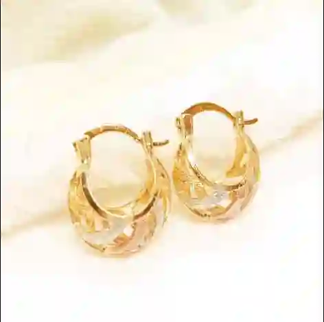 Aretes Volumen Canasta Tipo Candonga Pequeña - Tono Tres Oros