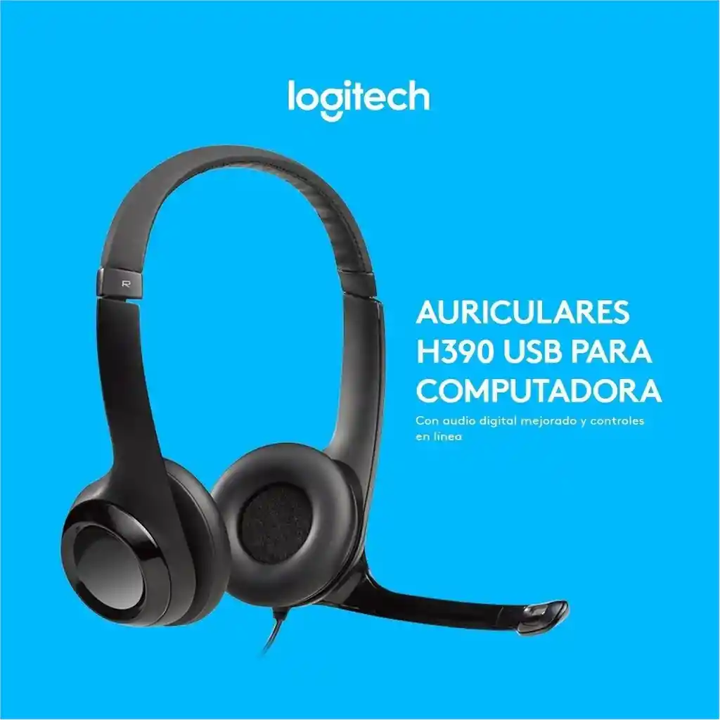 Audífonos / Diadema Con Micrófono Logitech Usb Headset H390