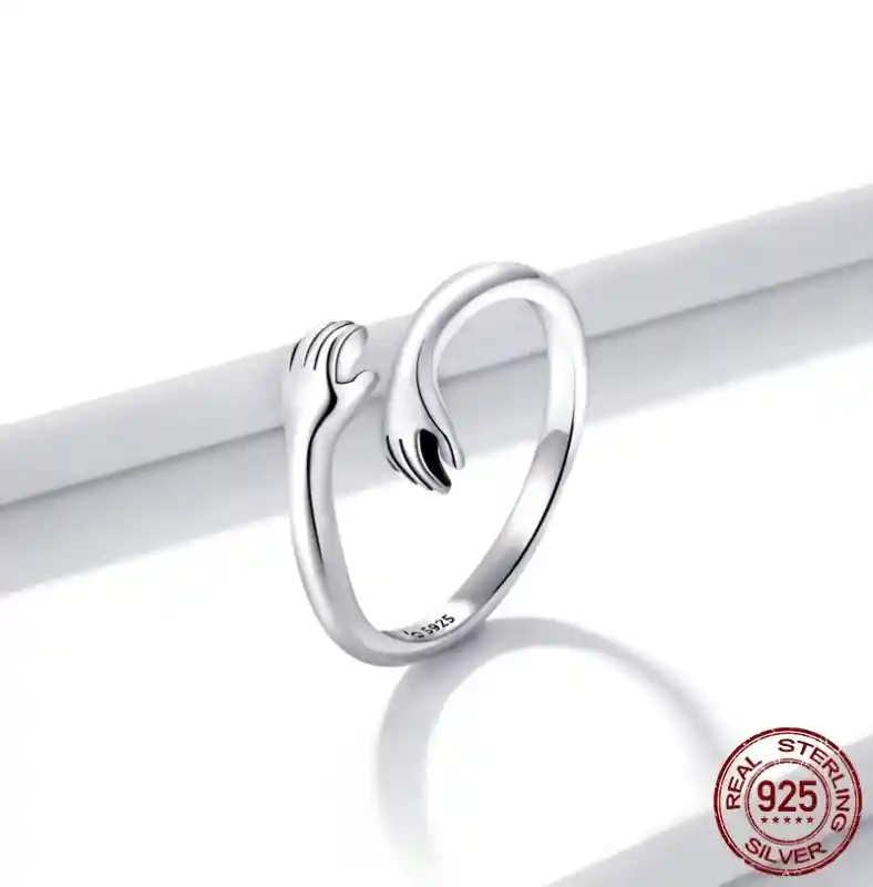 Anillo Para Mujer Ajustable Abrazo Fabricado En Plata 925