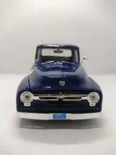 Carro De Colección Escala 1/24 Ford F100 Modelo 1956 Azul Noche