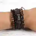 Pulsera Set De 4 En Cuero