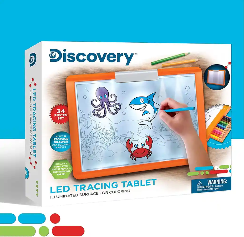 Set De Arte Tablero De Dibujo Con Luz Led Calcar Niños Niñas