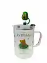 Mug Vasopitillo En Vidrio De Osito Sobre Aguacate