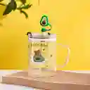 Mug Vasopitillo En Vidrio De Osito Sobre Aguacate