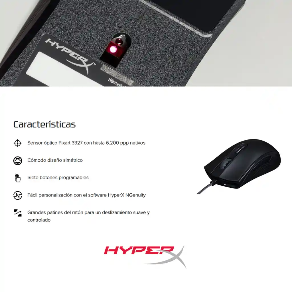 Hyperx Pulsefire Core Mouse Gamer Rgb 7 Botones Programables