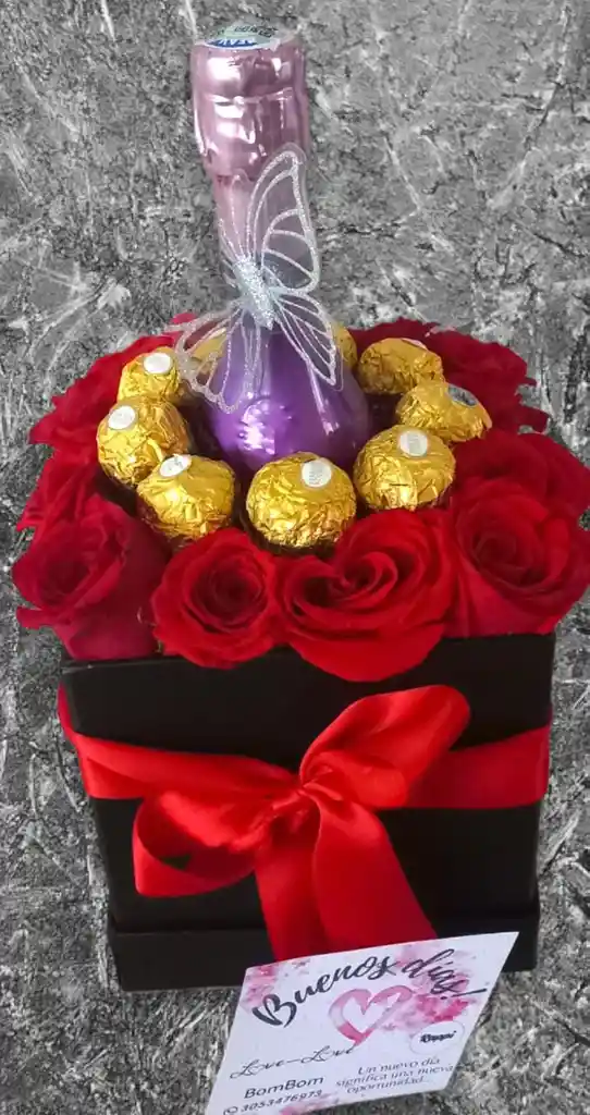 Rosas Medellin Mas Chocolate Y Vino Amor Para Cumpleaños O Aniversario