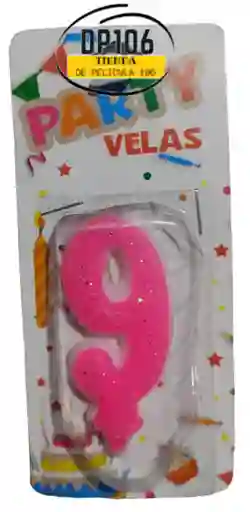 Vela Numero 9 Color Rosa Vela #9