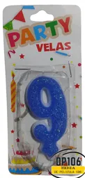 Vela Numero 9 Color Azul Vela #9