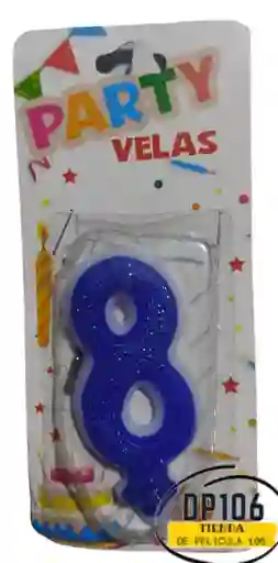 Vela Numero 8 Color Azul Vela #8