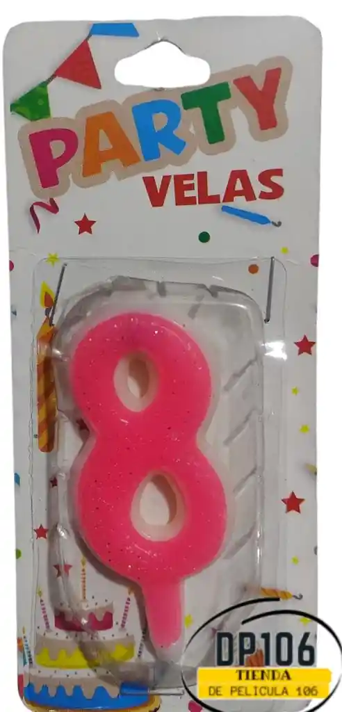 Vela Numero 8 Color Rosa Vela #8