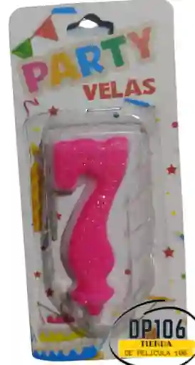 Vela Numero 7 Color Rosa Vela #7