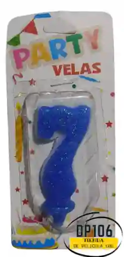 Vela Numero 7 Color Azul Vela #7
