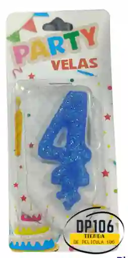 Vela Numero 4 Color Azul Vela #4