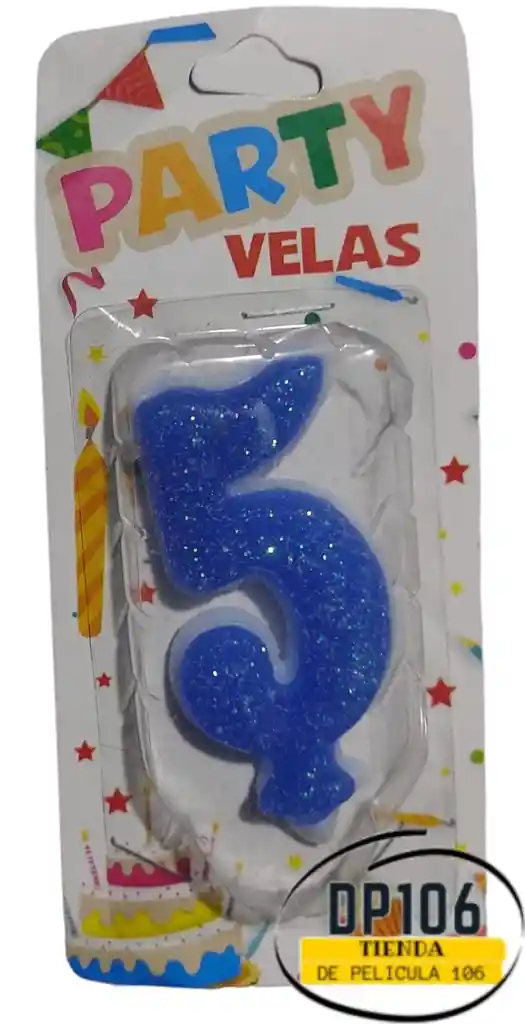 Vela Numero 5 Color Azul Vela #5