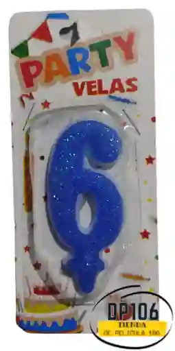 Vela Numero 6 Color Azul Vela #6