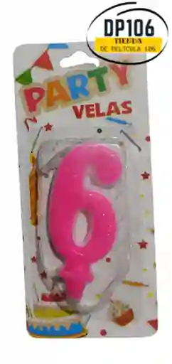 Vela Numero 6 Color Rosa Vela #6