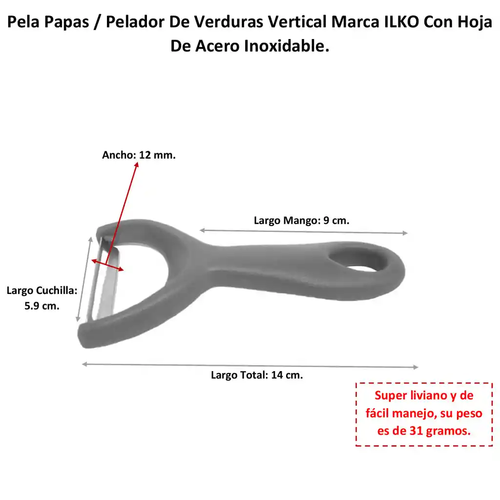 Pelapapas Manual Fruta Y Verdura Vertical Ilko Super Liviano