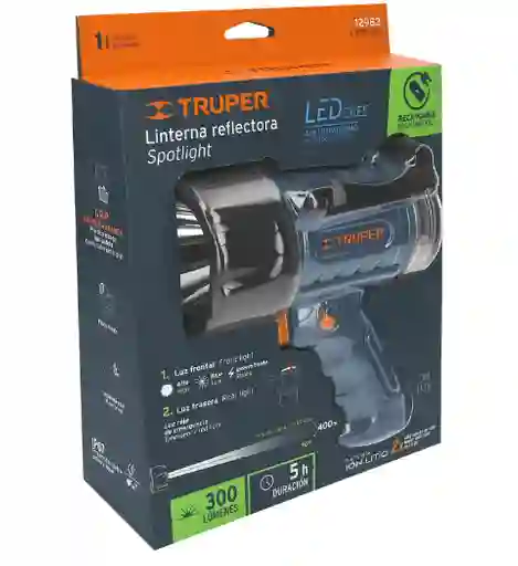 Linterna Recargable Led Alta Potencia 300lm 7w Truper