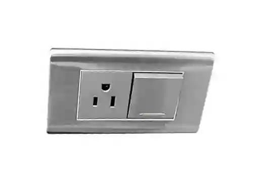 Toma + Interruptor Metalico Q3 Carpinter