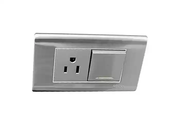 Toma + Interruptor Metalico Q3 Carpinter