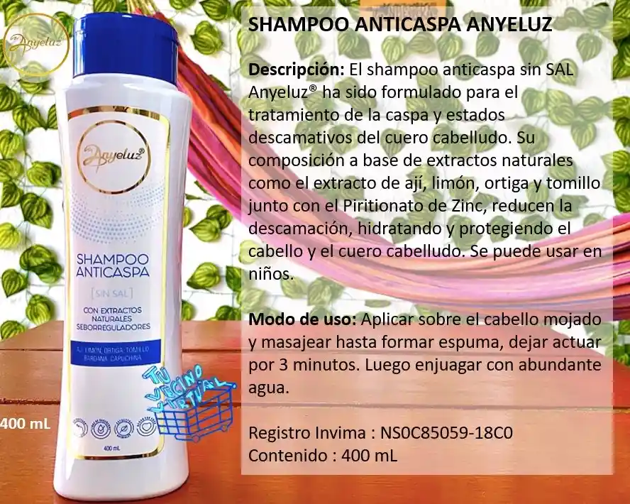 ANYELUZ shampoo de cebolla + shampoo anti caspa ANYELUZ