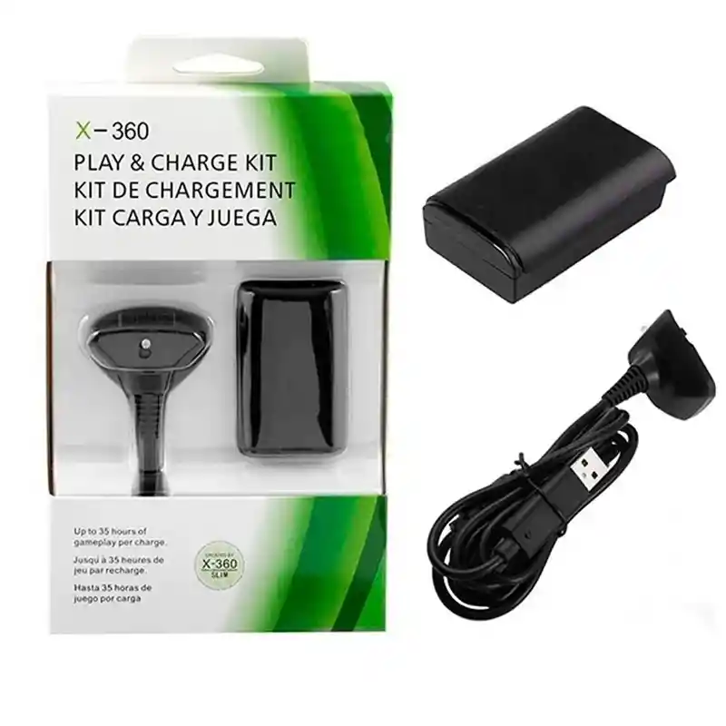 Kit Carga Juego Bateria Pila Xbox 360 Cargador Control 20000