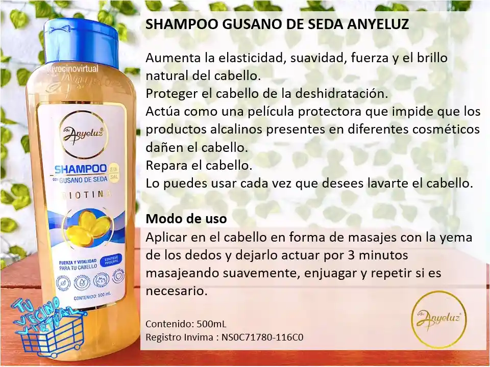  Acondicionador De Cebolla + Shampoo De Gusano De Seda ANYELUZ 