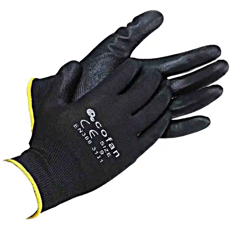 Guantes Negros Poliuretano X12 Pares Mecánico Seguridad Moto Talla 8