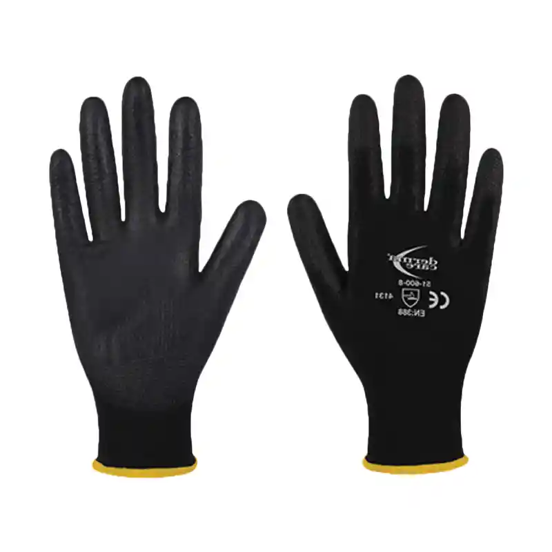 Guantes Negros Poliuretano X12 Pares Mecánico Seguridad Moto Talla 8