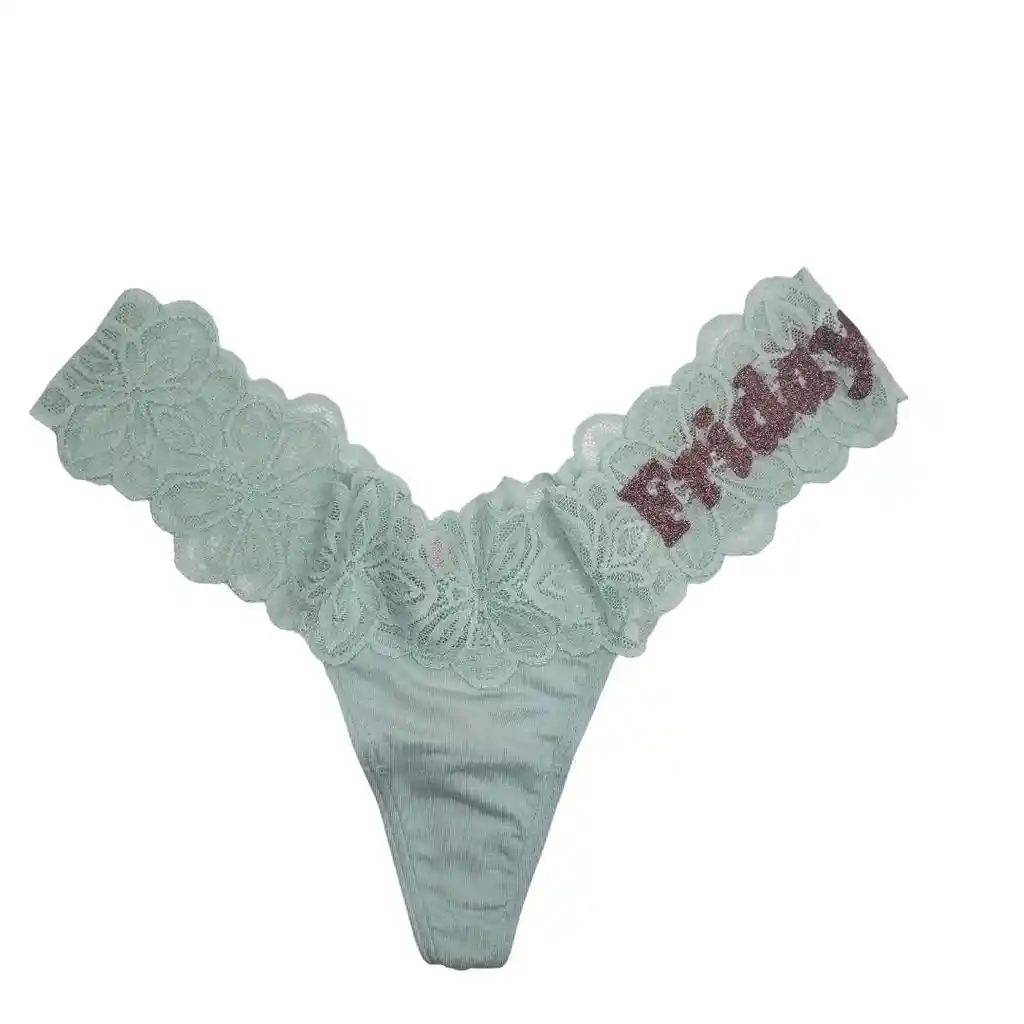 Panty Lace Waist Cotton Thong Talla S - Seasalt Green - Victorias Secret