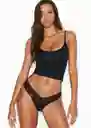 Panty Lace Waist Cotton Thong Talla S - Black Cosmic - Victorias Secret