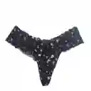 Panty Lace Waist Cotton Thong Talla S - Black Cosmic - Victorias Secret