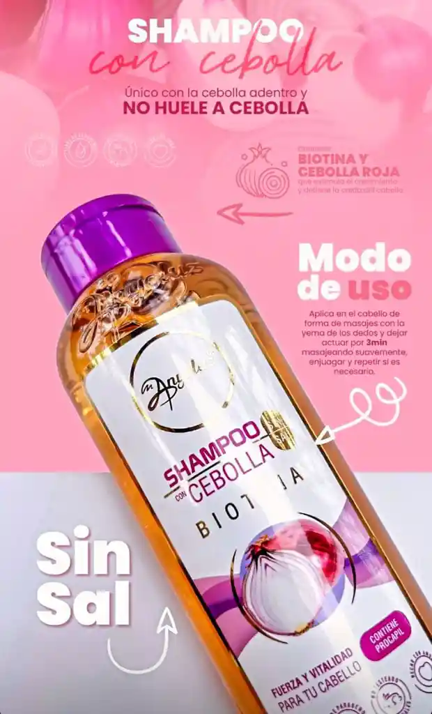  Shampoo De Cebolla + Terapia Capilar Tratamiento ANYELUZ 
