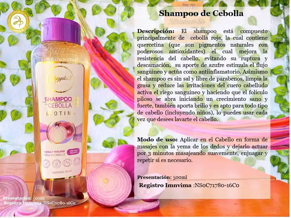  Shampoo De Cebolla + Terapia Capilar Tratamiento ANYELUZ 