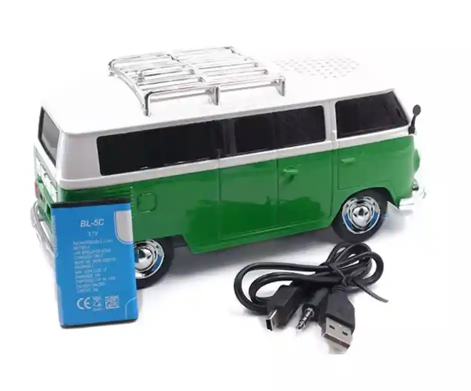 Parlante Portatil Carro Bluetooth Radio Fm Usb Micro Sd Aux Verde