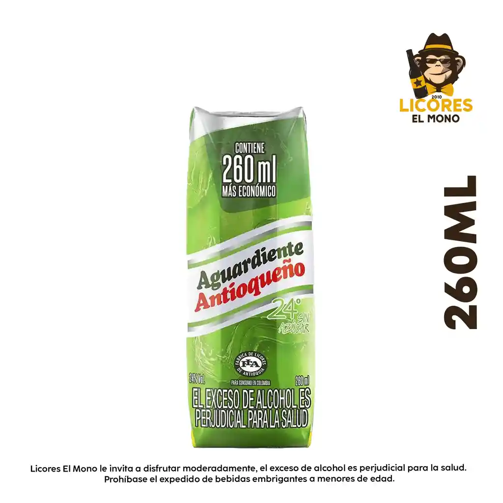 Aguardiente Antioqueño Verde 260 Ml