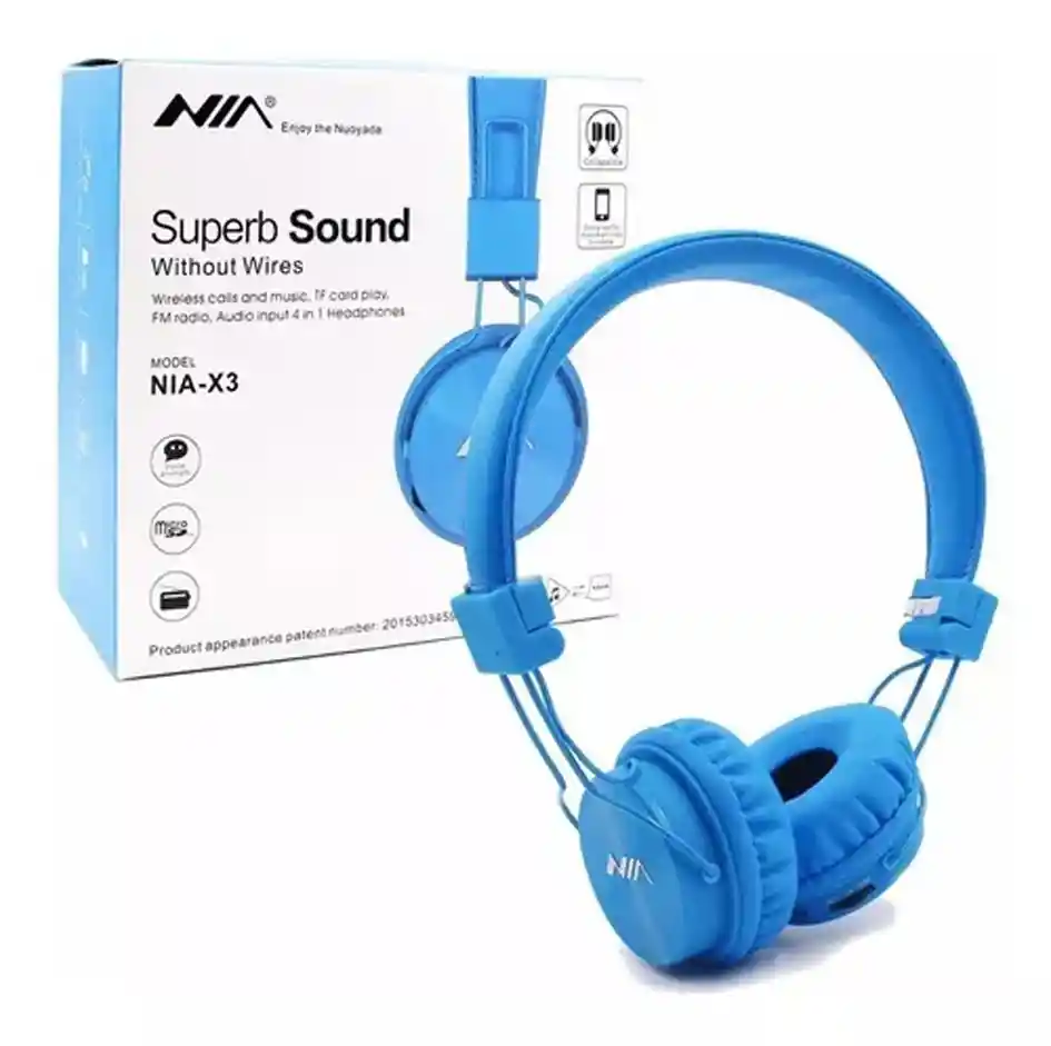 Audifono Bluetooth Nia Original X3 Micro, Sd Radio, Llamadas Azul